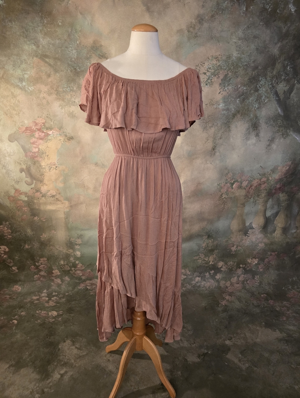 Kye Mi Ruffle Dusty Rose Romantic Bohemian  Dress Hi Low Coco S